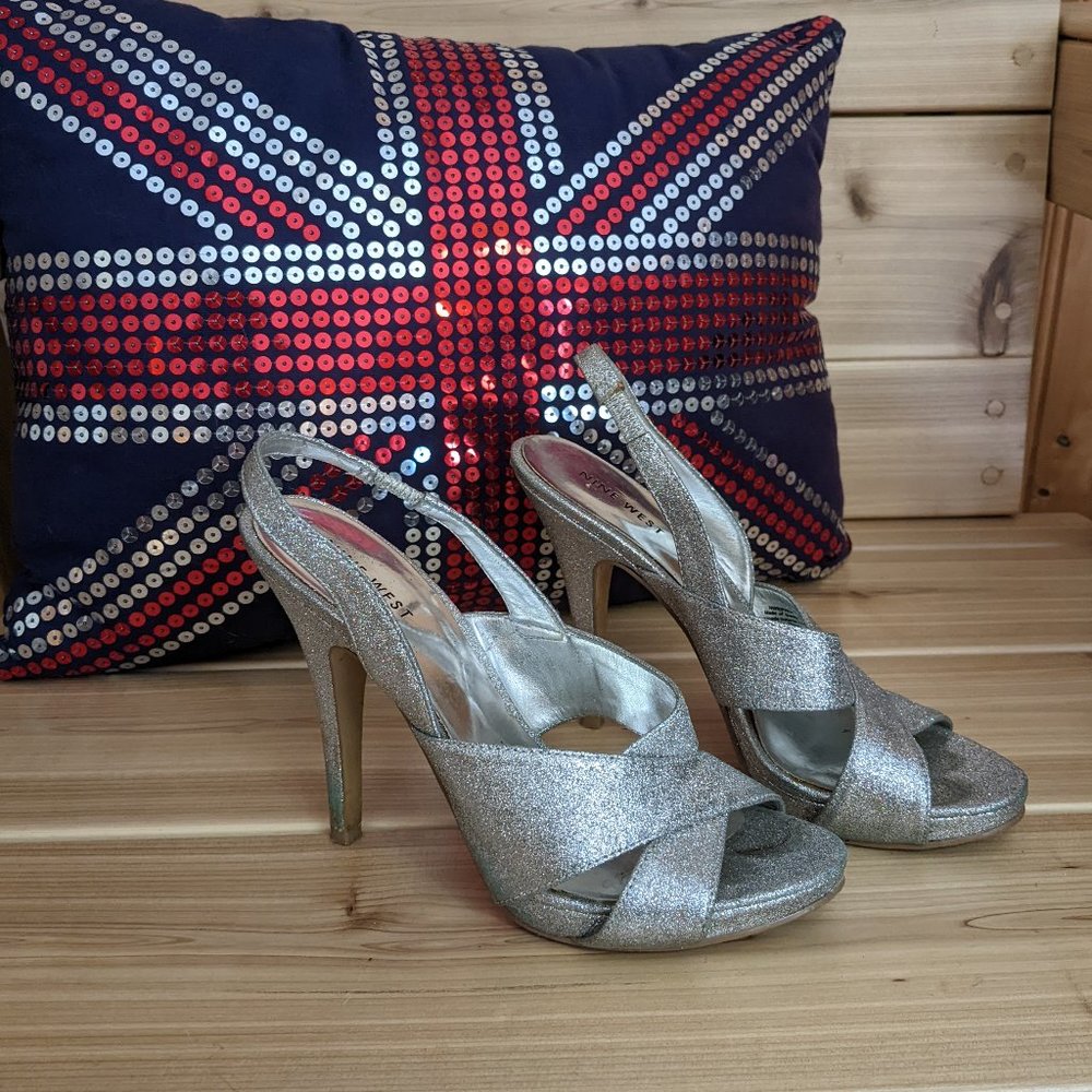Nine West sliver sparkle shoes sz 6